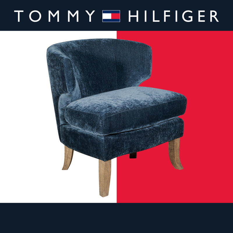 Tommy Hilfiger Swansea Wingback Barrel Chair with Distressed Wood Legs